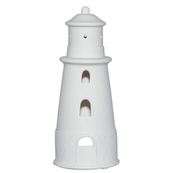 Világítótorony alakú porcelán lámpa, 27 cm