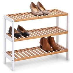Cipőszekrény, nyitott bambusz állvány, kompakt lábbelis bútordarab.