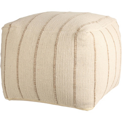 Len színű puff, kocka, 45 x 35 cm