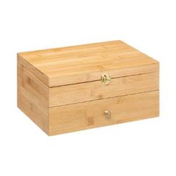 Ékszertartó doboz fiókkal és tükörrel, bambusz