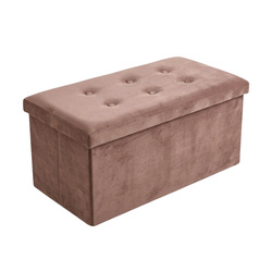 Téglalap alakú, velúr borítású, rejtett rekeszes puff, összecsukható, 76 × 38 × 38 cm, barna