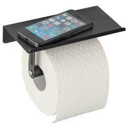 WC-papírtartó mobiltelefon-tartóval, fekete