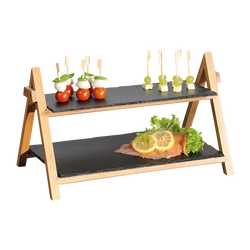 Bambusz tálaló tál, kőlap, Kesper