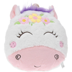 Egyszarvú plüsspárna virágos fejpánttal, 28 x 25 x 10 cm