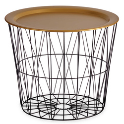 LUVO kosár asztal arany lap, Ø 52 cm