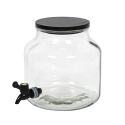 Üveg kancsó csapteleppel, fenyőfából készült fedéllel, 5,2 l