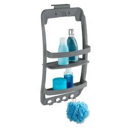 Fúrás nélküli fürdőszobai polc, kétszintes, 26 x 54,5 x 11,5 cm, WENKO, szürke