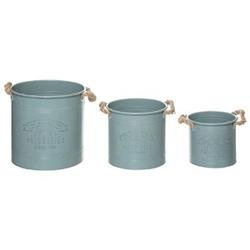 Fém virágcserép zsinórral ellátott fogantyúkkal, 3 darab