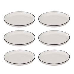 ALIX desszerttányérok fekete szegéllyel, 6 db × Ø 20 cm