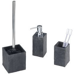 Fogkefe tartó, szappanadagoló, WC kefe SLATE ROCK - WENKO fürdőszobai kiegészítő készlet, WENKO