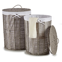 RUSZTIK szövetbéléssel ellátott fonott kosarak, 2 darab