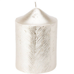 Díszgyertya fémes mintával, 7 x 10 cm