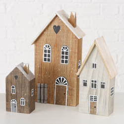 Fa díszházak három méretben, HÁZAK