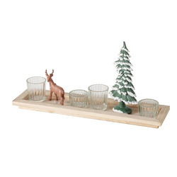 Dísztál figurákkal és gyertyatartókkal, hossza 42 cm