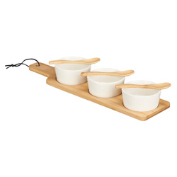 BUMY snack tálkák, fából készült kanalakkal, 10 x 39 x 6 cm