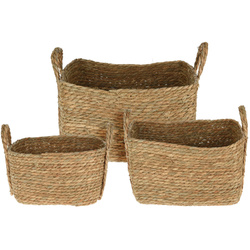 Tárolók fogantyúkkal, fonott, 3 darab különböző méretekben