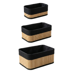 VINNO bambusz tárolókosár szett, fekete