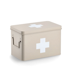 Elsősegélydoboz fém dobozban, 32 x 20 x 21 cm