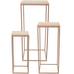 Fából készült asztallapú kávézóasztal készlet, 3 darab.