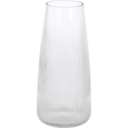 Üvegvázák virágokhoz, bordázott üveg, 21 cm