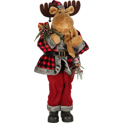 Karácsonyi dekoráció, táncoló rénszarvas hanggal, 95 cm