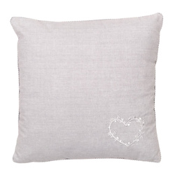 Díszpárna a nappaliba CONSTANCE, hímzett szív, pamut, 40 x 40 cm