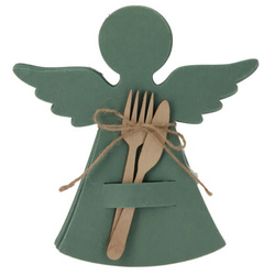 Filcowy zsebkendő evőeszközöknek angyalforma, 22 x 20 cm, zöld