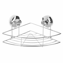 Fürdőszobai polc, tapadókorongos, krómozott acél, sarok.