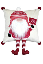 KLAUS karácsonyi párna, Mikulás szakállával és lábaival, 45 × 45 cm