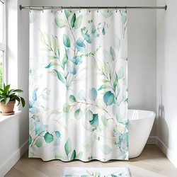 Eukaliptusz mintás zuhanyfüggöny AQUARELLE, 180 x 200 cm