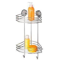 Sarok fürdőszobai polc, Vacuum-Loc, 2 szint - krómozott acél, WENKO