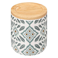 HAPACHE kerámia edény fedéllel, etno minta, Ø 9,8 cm