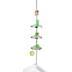 Prémium Edge Shiny sarokfürdő polc, 3 szint, tükör, teleszkópos, WENKO, fényes