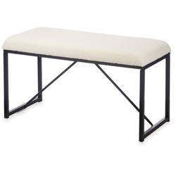 Előszobai pad, báránybőr kárpitozással, 38 x 81 x 42 cm