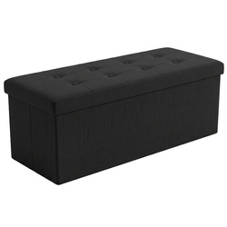 Négyszögletes, rekesszel ellátott, összecsukható puff 110 x 38 x 38 cm, fekete