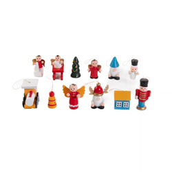 Fából készült karácsonyi játékok készlete, 12 db.