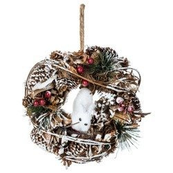 Karácsonyi koszorú, mókus motívummal, 19 cm, mókus
