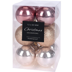 Karácsonyi díszek készlete, Ø 6 cm, 12 darab