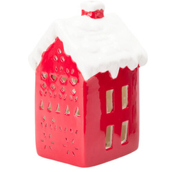 Házi formájú LED lámpa, 13 cm, piros