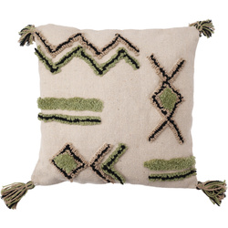 Dekoratív pamut párna bojttal, 45 x 45 cm