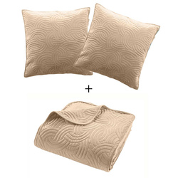 Velvet ágynemű szett SOLANGE, takaró + 2 párnahuzat, bézs