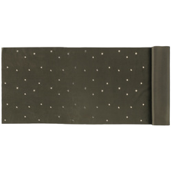 Zöld, arany csillagokkal díszített, 35 x 100 cm-es velúr asztalterítő.