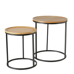 BORINO bambusz tetejű segédasztal készlet, magasság 38-45 cm