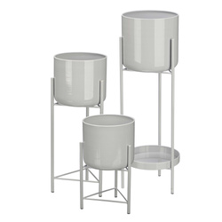 Különböző méretű virágcserép készlet, fém, 3 db.