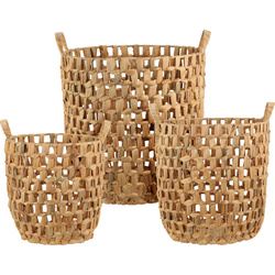 Tárolók fogantyúkkal, tengeri hínárból készült fonott, téglalap alakú, 3 darab.