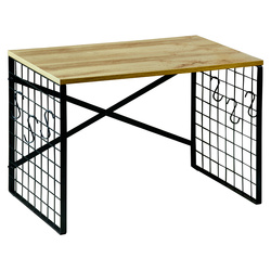 Fém konyhai polc kampókkal és tölgy dekorral, 52 x 32,5 cm