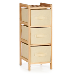 Fából készült COMFY PLACES polc textil fiókokkal, 70 x 29,5 x 29 cm