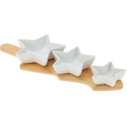 GLACIERA snack tálkák, 3 csillag és bambusz tálca