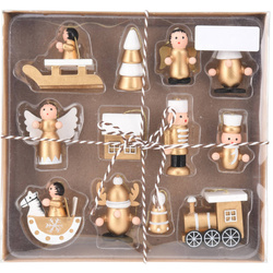 Fából készült karácsonyi játékok készlete, 12 db.