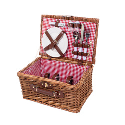DARCEL fonott piknikkosár, tányérok, poharak, evőeszközök